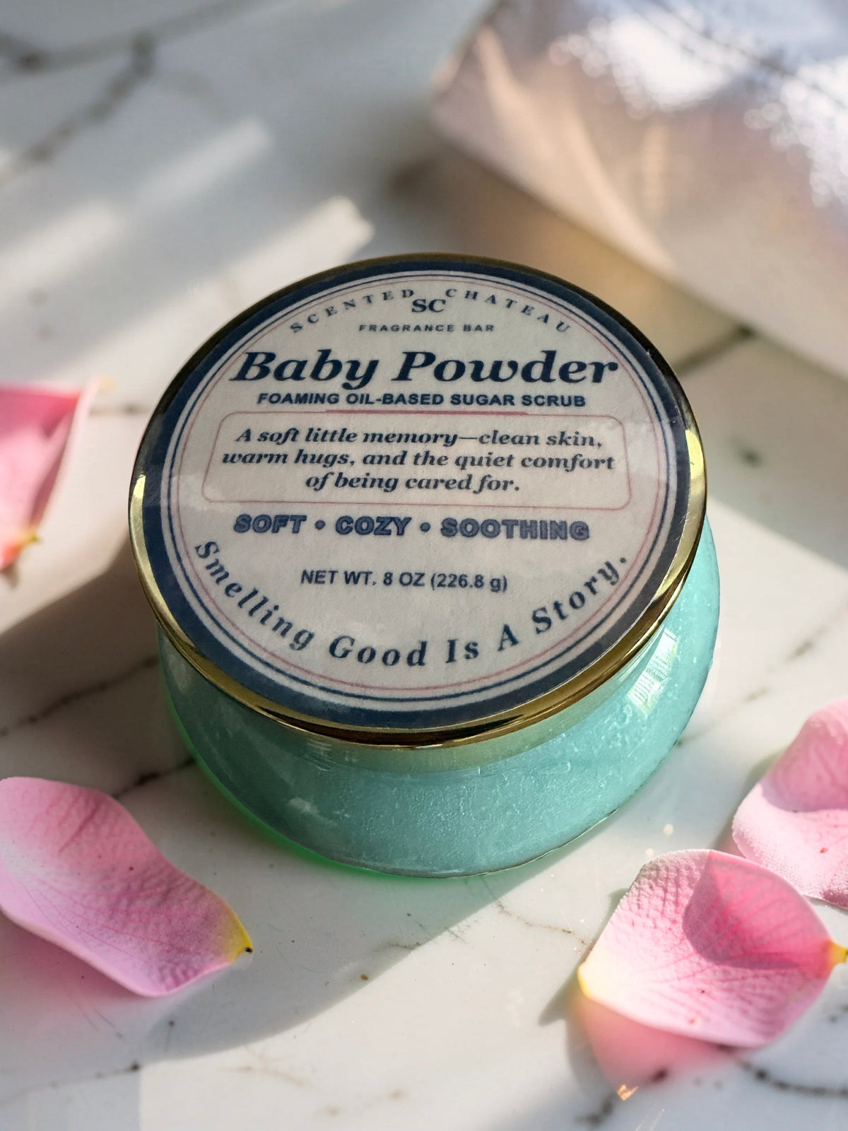 Baby Powder Foaming Oil-Based Sugar Scrub | 8 oz