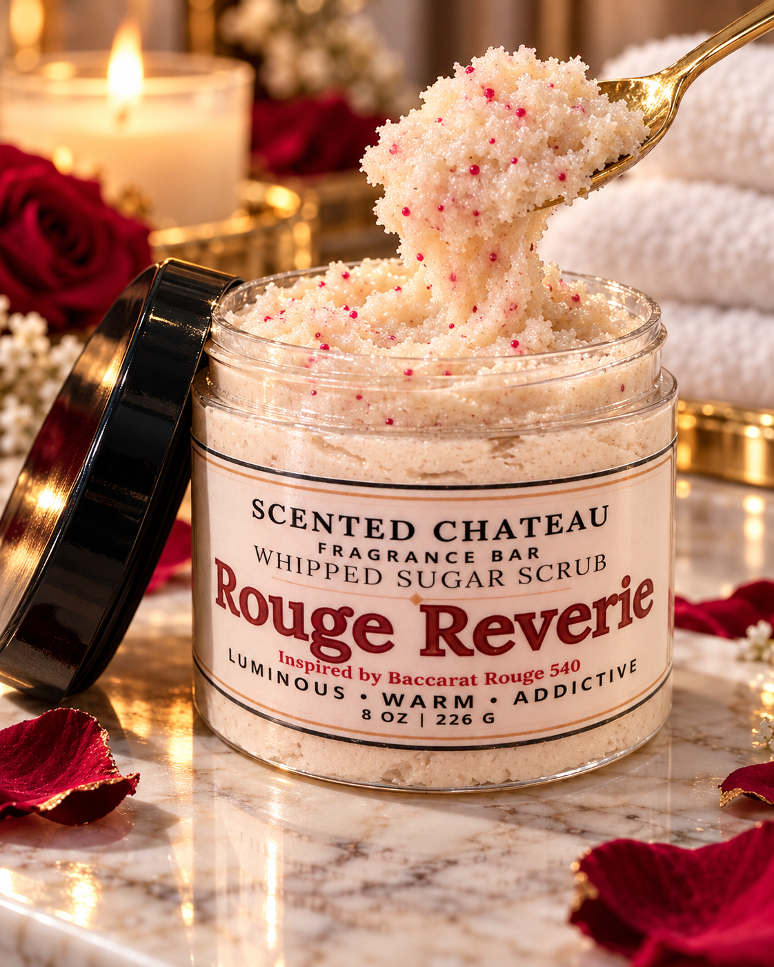 Rouge Reverie Whipped Sugar Scrub | Amber Floral Body Polish