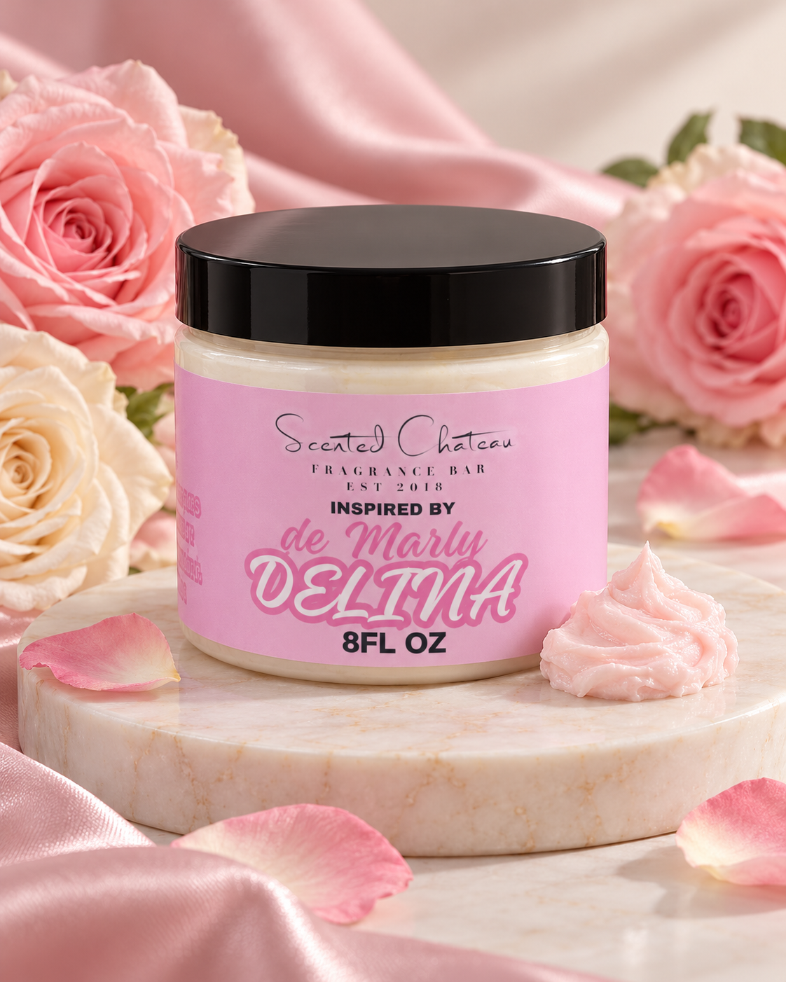 Delina Whipped Body Butter (De’Marly Type) – Soft Rose, Litchi & Vanilla Luxury Moisturizer
