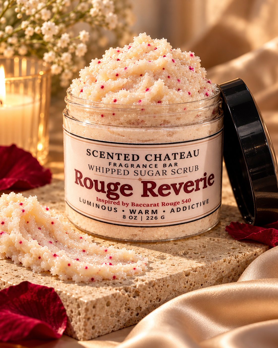 Rouge Reverie Whipped Sugar Scrub | Amber Floral Body Polish