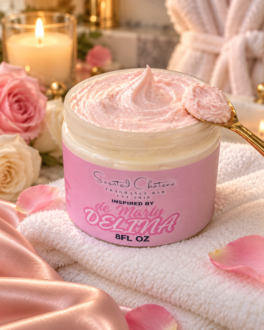 Delina Whipped Body Butter (De’Marly Type) – Soft Rose, Litchi & Vanilla Luxury Moisturizer