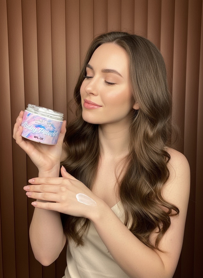 Baby Powder Whipped Body Butter – Soft Rose, Mimosa & Vanilla Moisturizer