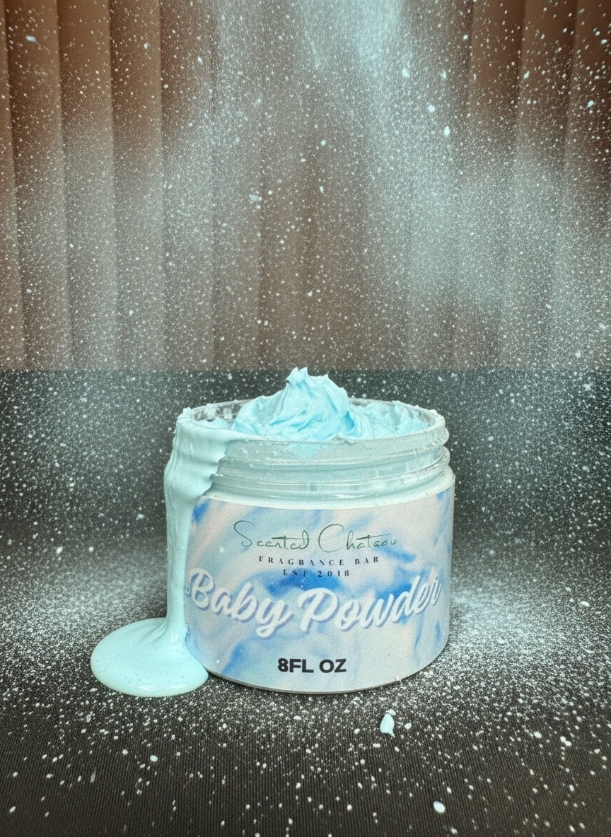 Baby Powder Whipped Body Butter – Soft Rose, Mimosa & Vanilla Moisturizer