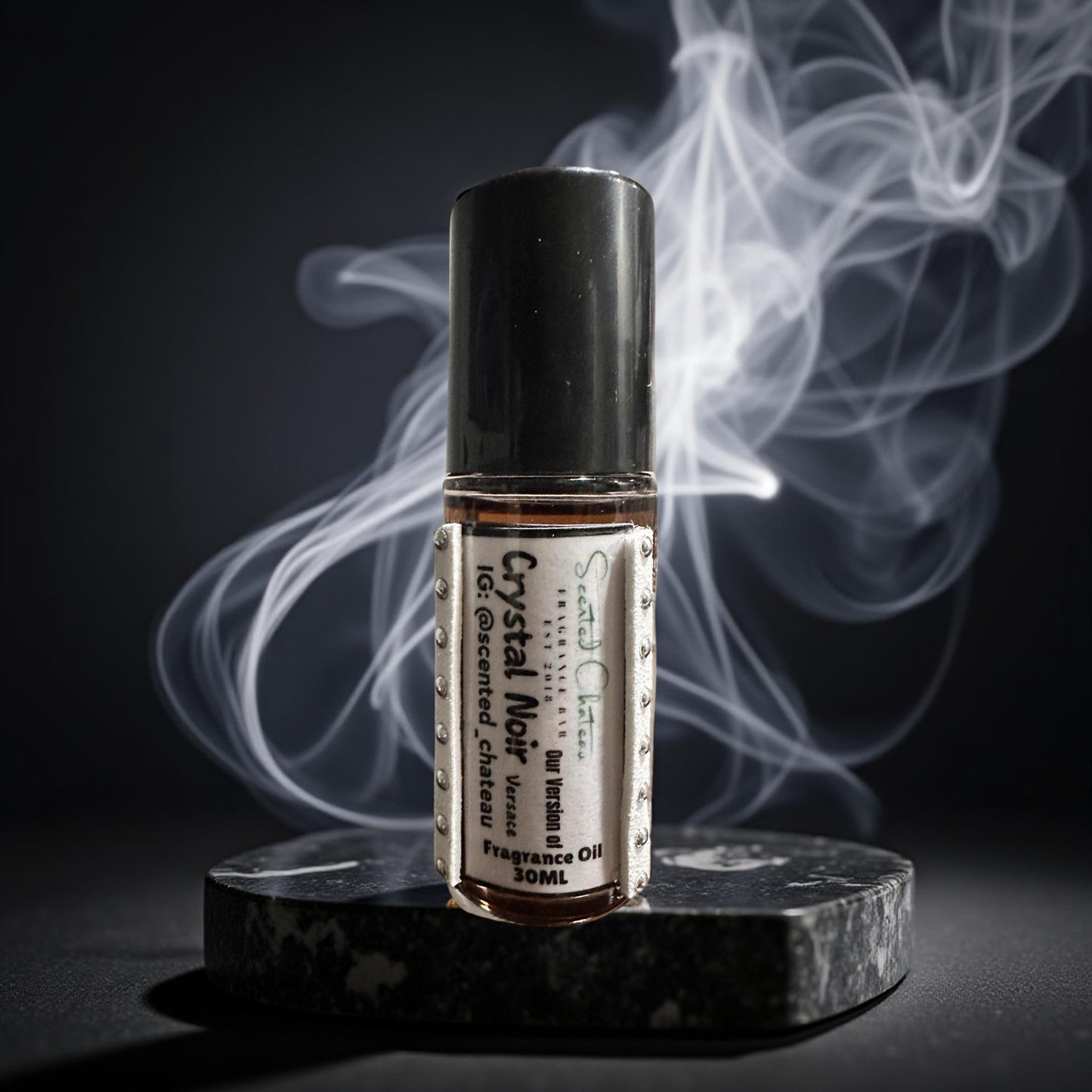 Crystal Noir (Versace Type) – Spiced Coconut & Amber Floral Body Oil | Scented Chateau Fragrance Bar