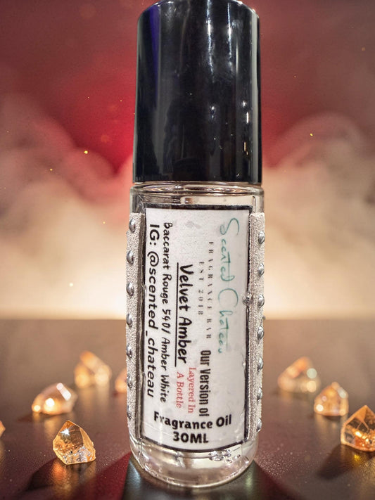 Velvet Amber inspired by: Baccarat Rouge 540 X Amber White (Type) – Luxurious Amber Floral Unisex Fragrance | Scented Chateau Fragrance Bar
