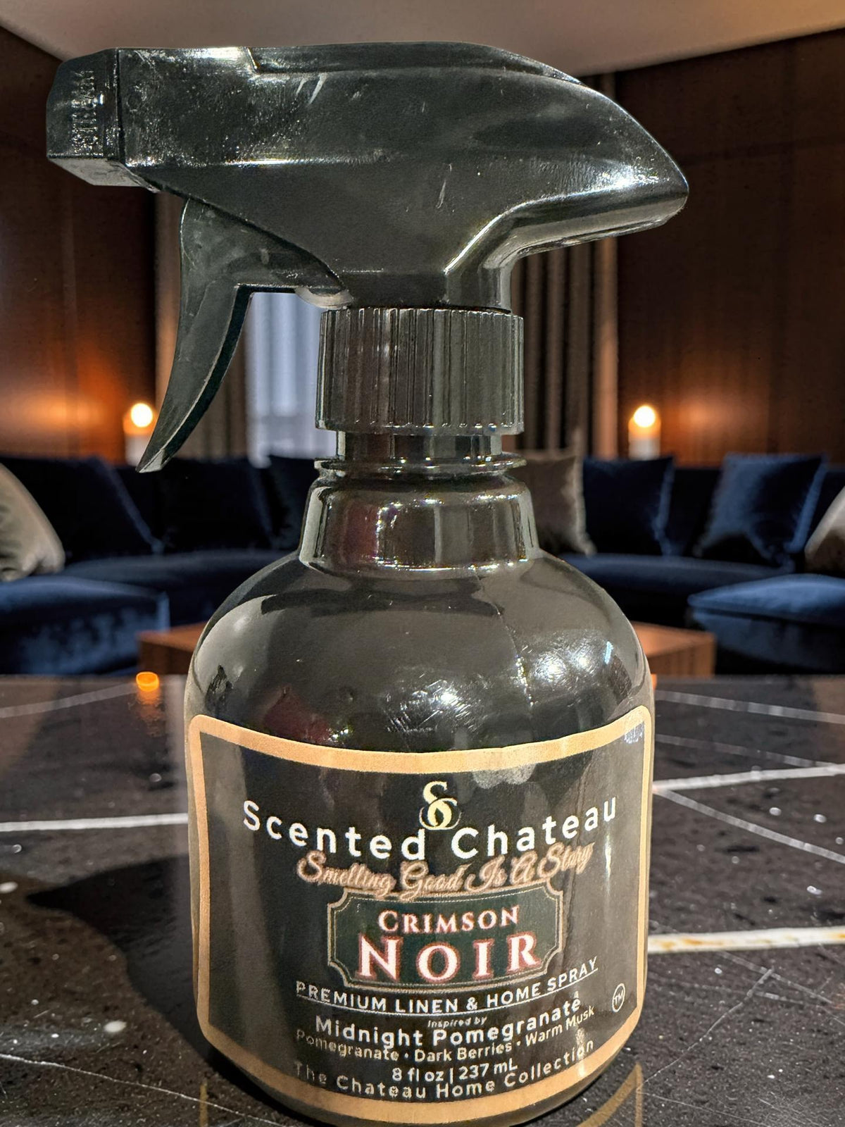 Crimson Noir Air Freshener | Midnight Pomegranate Inspired Luxury Room & Car Spray | Scented Chateau