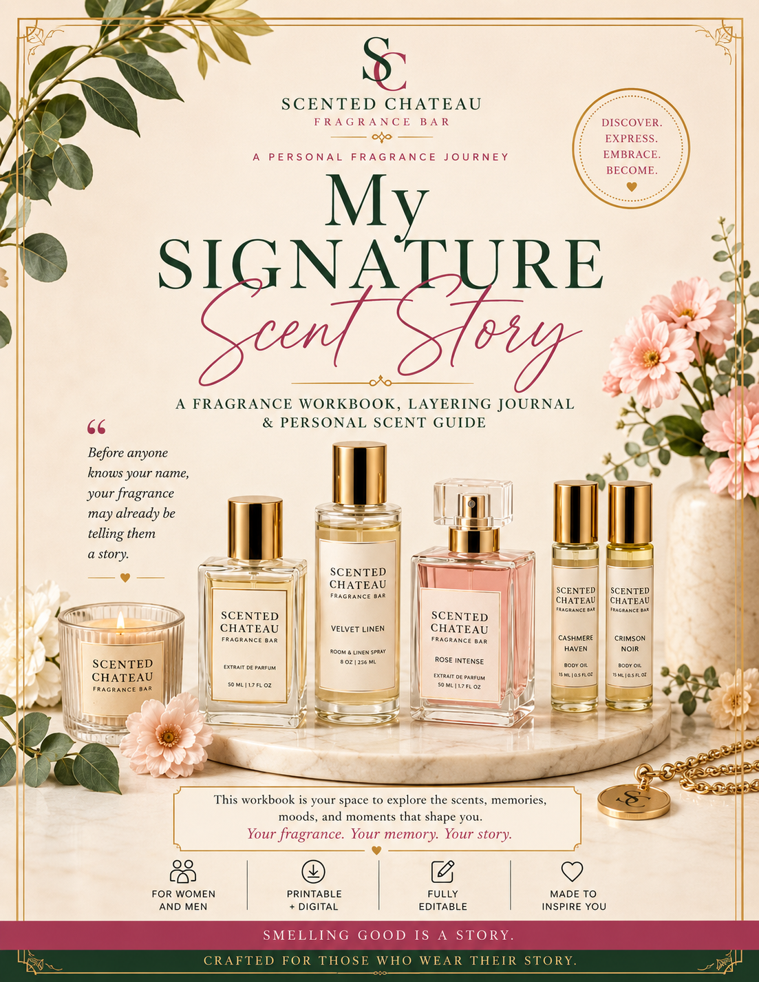 My Signature Scent Story™ Luxury Fragrance Workbook & Journal | Printable Digital PDF