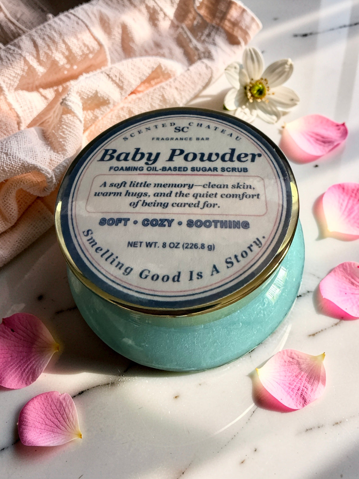Baby Powder Foaming Oil-Based Sugar Scrub | 8 oz