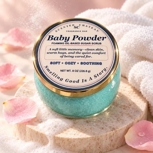 Baby Powder Foaming Oil-Based Sugar Scrub | 8 oz