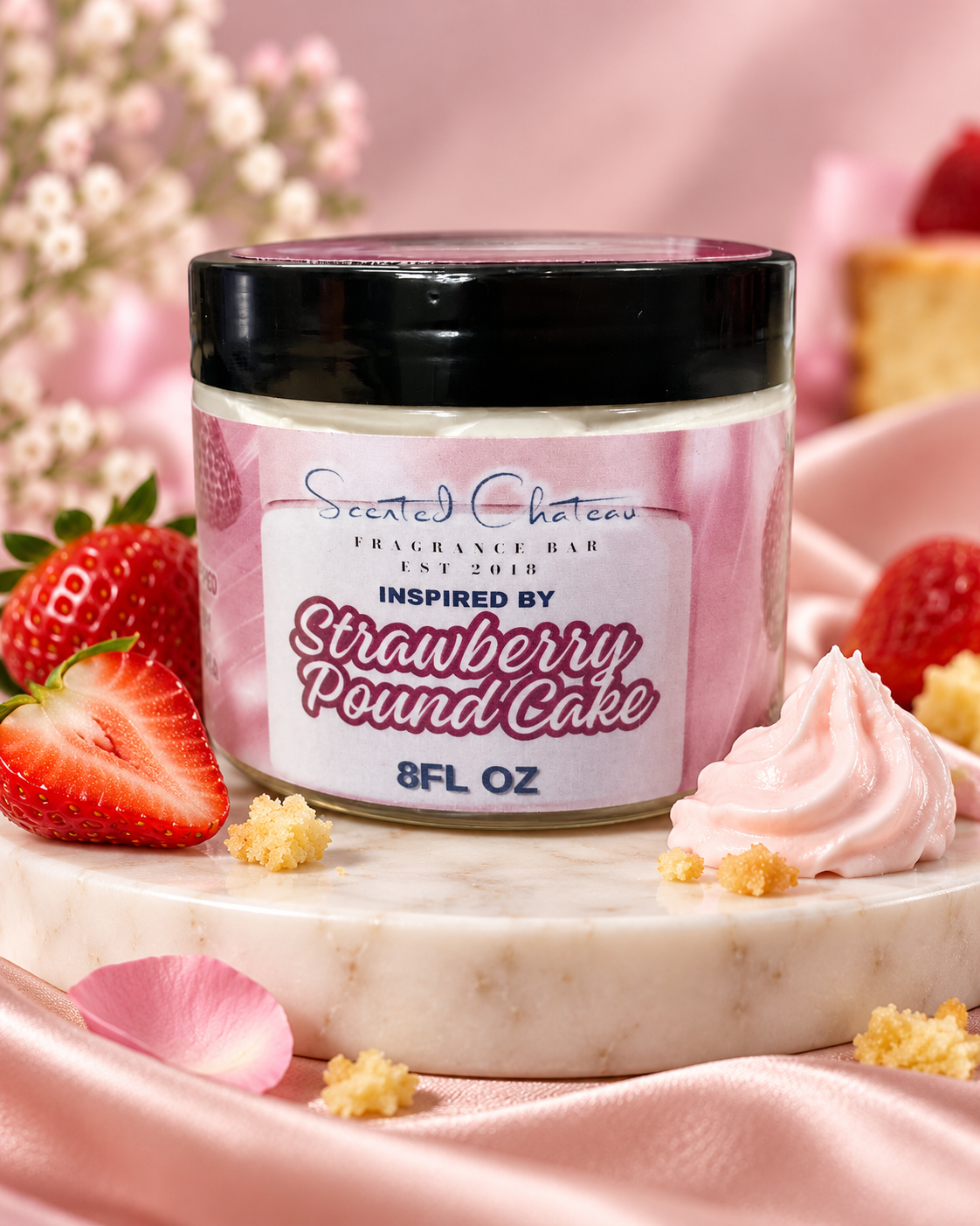 Strawberry Pound Cake Whipped Body Butter | Sweet Strawberry & Vanilla Moisture – Scented Chateau Fragrance Bar