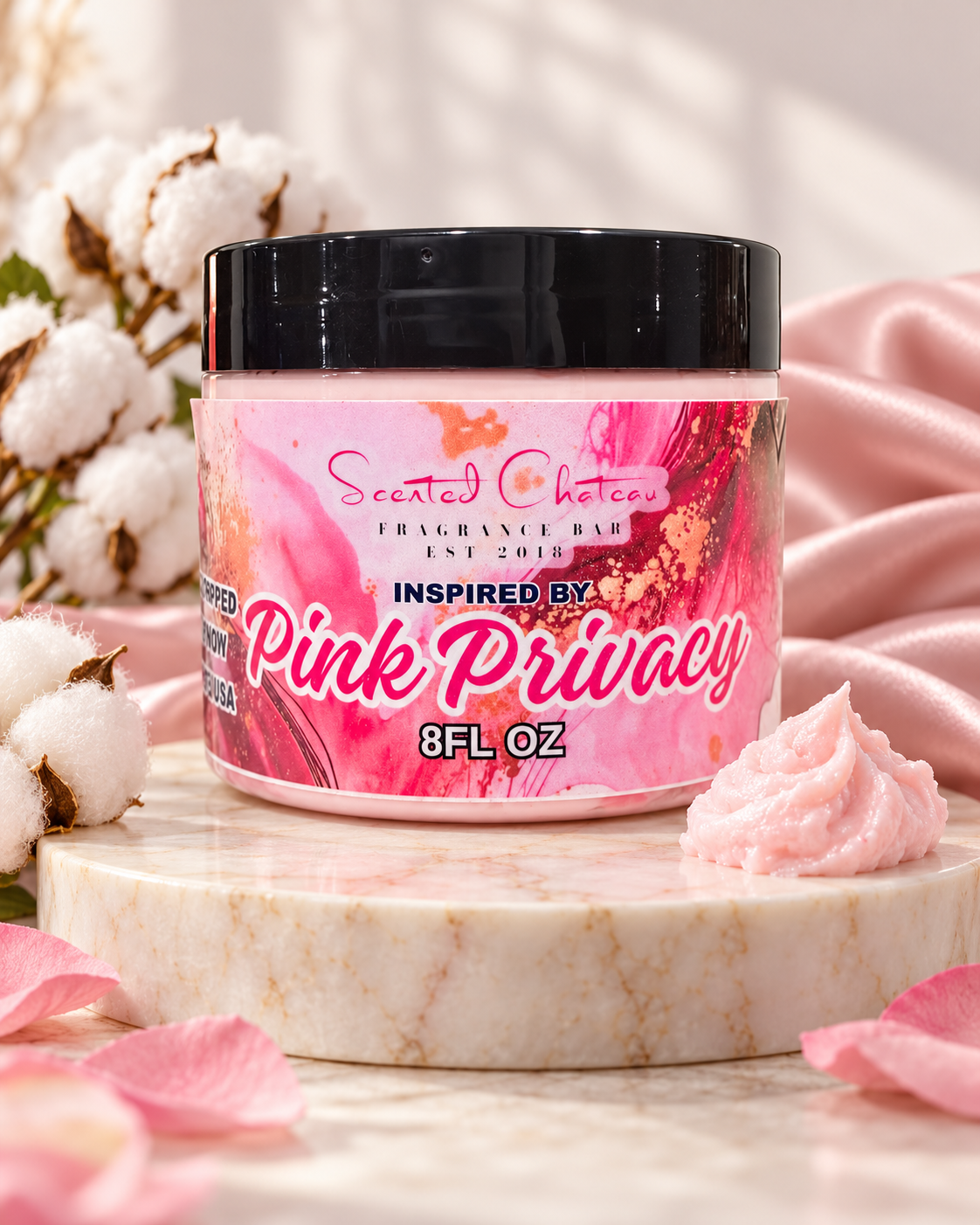Pink Privacy Whipped Body Butter – Cotton Candy & Strawberry Floral Moisturizer
