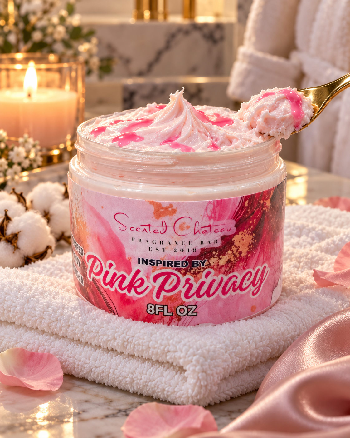 Pink Privacy Whipped Body Butter – Cotton Candy & Strawberry Floral Moisturizer