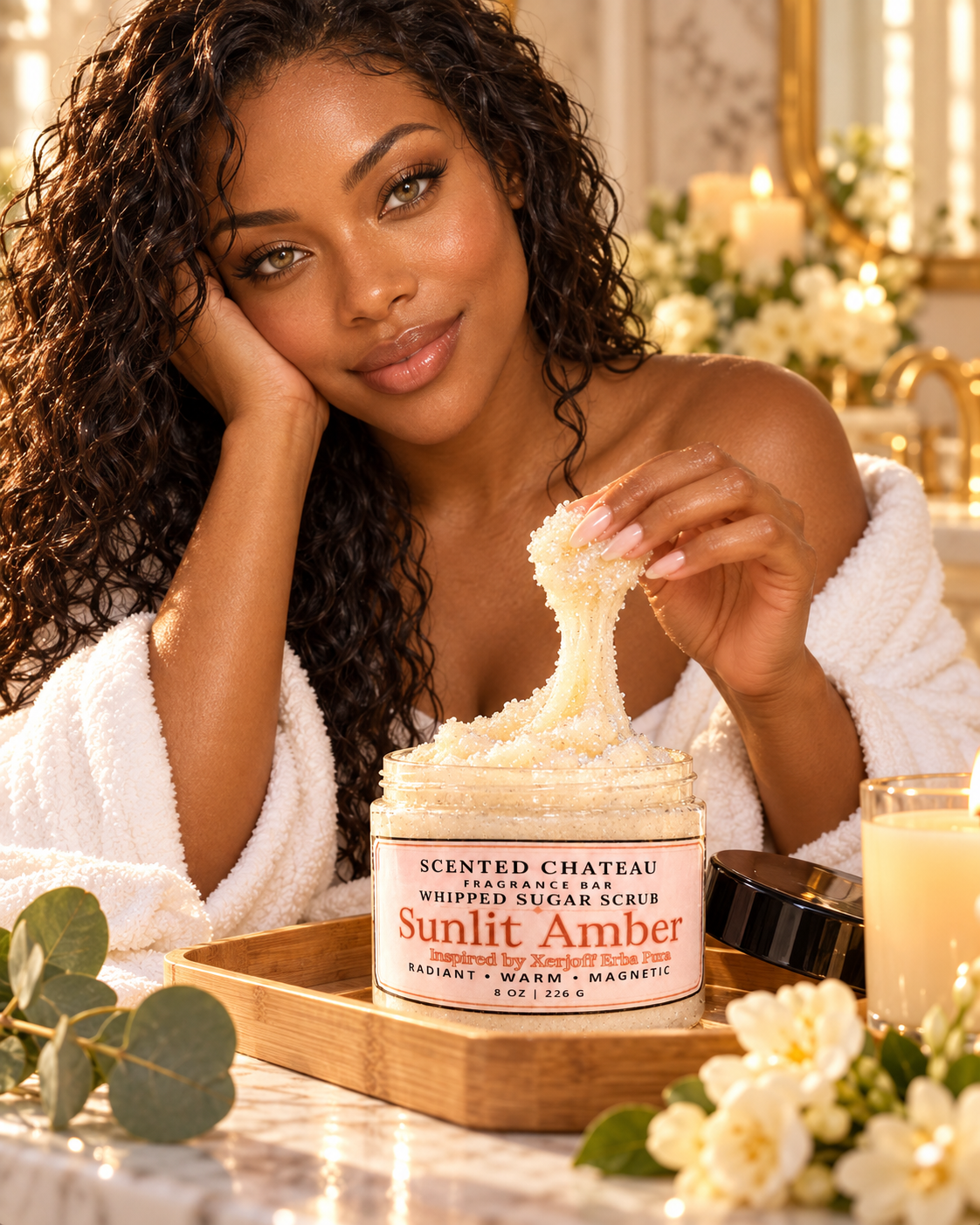 Sunlit Amber Whipped Sugar Scrub | Fruity Amber Unisex Body Polish