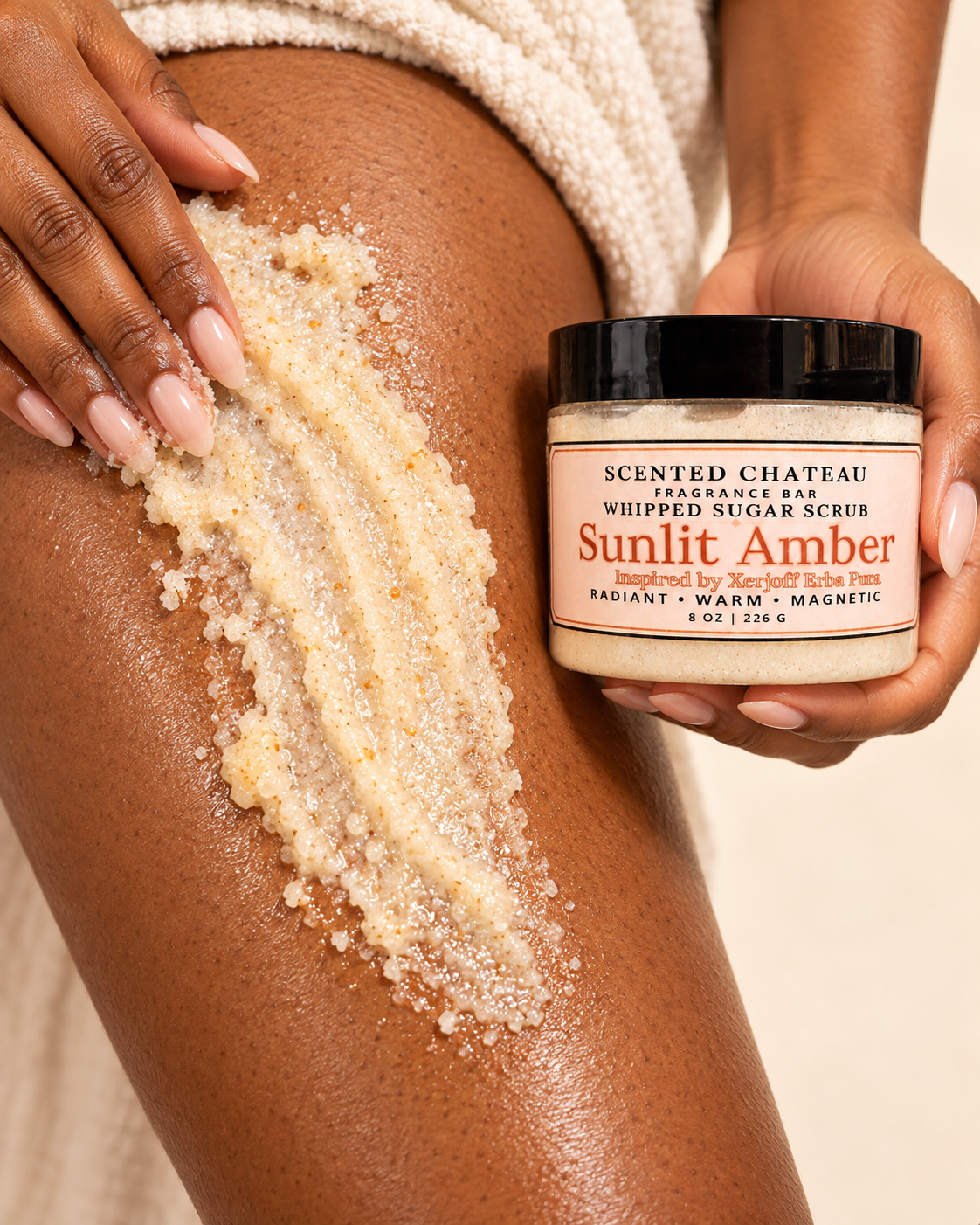 Sunlit Amber Whipped Sugar Scrub | Fruity Amber Unisex Body Polish