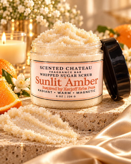 Sunlit Amber Whipped Sugar Scrub | Fruity Amber Unisex Body Polish